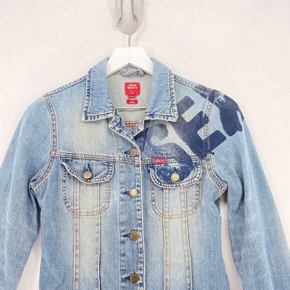 VTG Miss Sixty Women XS Ross Jacket Blue Denim Cropped Once We Had LOGO Vintage - Picture 2 of 7